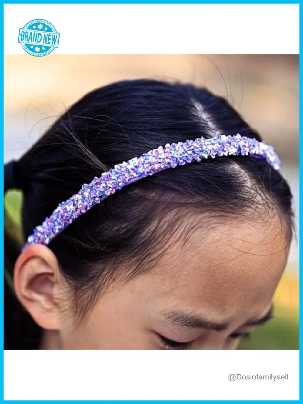Sparkly Sequin Headband Set - 4 Thin Non-Slip Hair Bands for Kids